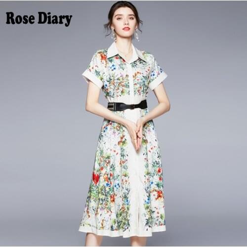 RoseDiary Women Vintage Elegant Summer Floral Casual Dress Lady Office Style Work Dresses Large Size 2XL Trendy Clothes Zaful