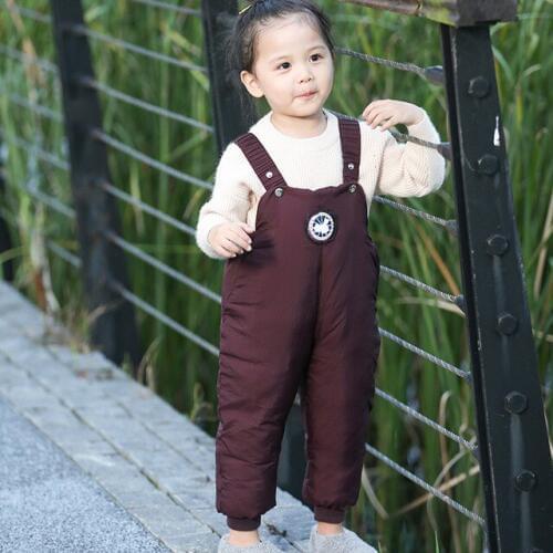 Winter Baby Girl Overalls Thicken Down Pants for Boys Korean Casual Jumpsuit for Girls Kids Trousers Warm High Quality Pants