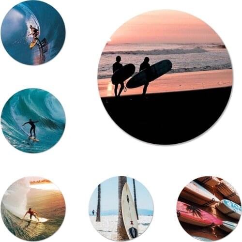 Summer beach surfboard Icons Pins Badge Decoration Brooches Metal Badges For Clothes Backpack Decoration 58mm