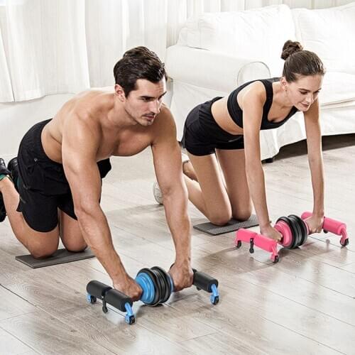 1 Pair Multifunctional Ab Roller Wheel Rebound Abdominal Muscle Trainer Men And Women Fitness Exercise Coaster With Pull Rope