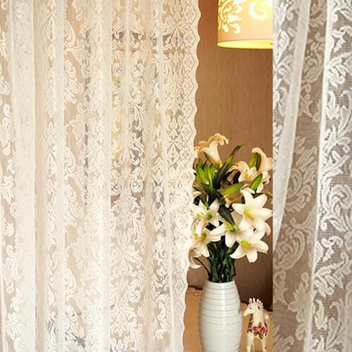 1Pc European Style Polyester Lace Curtains For Living Room/ Bedroom White Kitchen Curtains