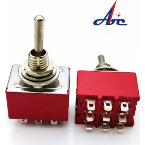 1 PC NEW Red 9 Pins ON-OFF-ON/ON ON 3/2 Position Mini Toggle Switch AC 5A/125V 2A/250V With Solder Terminal waterproof
