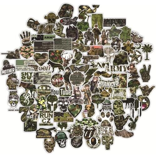 100PCS Camouflage Style Car Stickers for Bike Computer Laptop Skin Scooter Motorcycle Skateboard Cartoon VSCO Girl Sticker