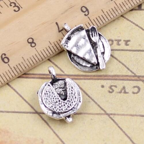 15pcs Charms Slice Of Pie Cake Fork 19x13mm Tibetan Pendants Antique Jewelry Making DIY Handmade Craft For Necklace