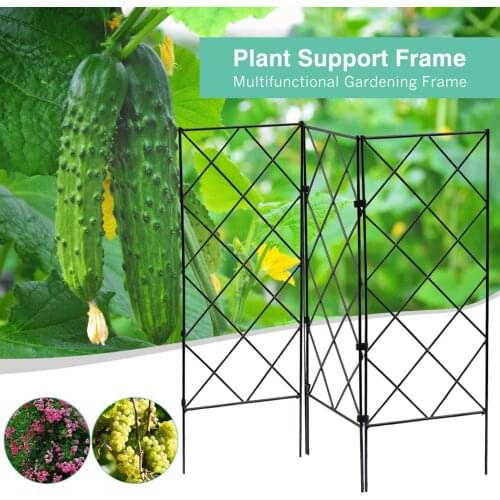 3pcs Foldable Plant Arch Climbing Trellis Frame Garden Flower Plant Growing Support Metal Iron Trellis Wall Black J2Y
