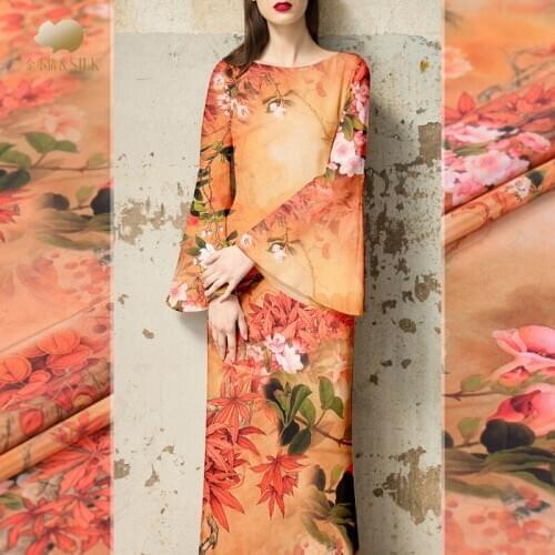 30 mm heavy crepe silk fabric 114 cm digital inkjet fashion dress chinese silk fabric wholesale silk cloth