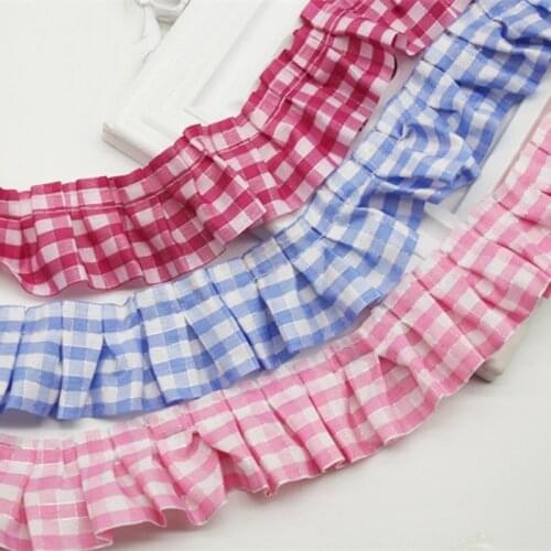 40 Meters/Lot 4cm Wide Plaid Pleated Cloth Ruffle Lace Ribbon Edge Trim For Collar Clothing Sofa Curtain Diy Sewing Supplies