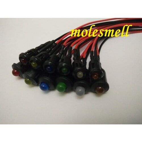 5pcs 3mm/5mm 12V DC Pre-Wired diffused LED + Plastic Bezel Holder Light red yellow blue green white orange warm white diffused