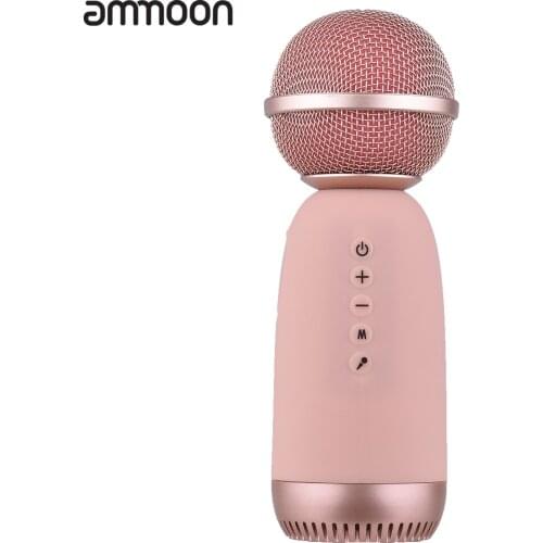 Ammoon MC-001 Wireless BT Microphone Portable Handheld Karaoke Mic with Built-in Speakers Compatible for Singing Live Streaming
