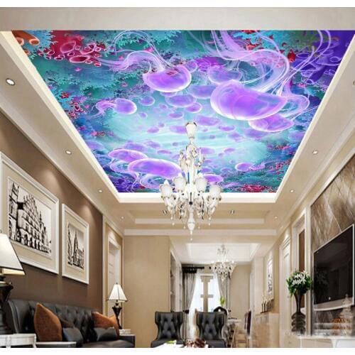 Large Sky Ceiling Modern 3d murals wallpaper for Living room and corridor 3d sea world Murals Wall 8D jellyfish mural wallpaper