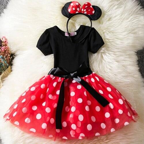 Girls Cosplay Cartoon Costume Kids Summer Short Sleeve Polka Dot Princess Dress Up Children Birthday Party Clothing