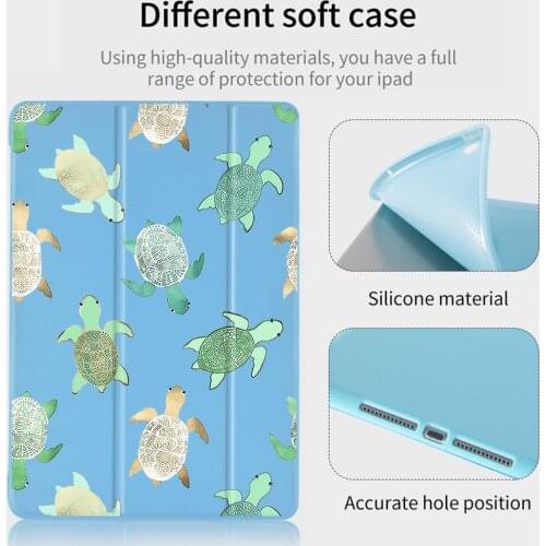 For iPad Mini 1 2 3 Case Cute Sea Turtle iPad Funda Soft Silicone Back Coque Protective Covers iPad 7th Generation Case Air 1 2