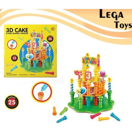 Cake Peg Board Stacking Toddler Toys Educational Matching Shapes Fine Motor Skills Montessori Kids Toys with 25 Pegs 26 Pictures