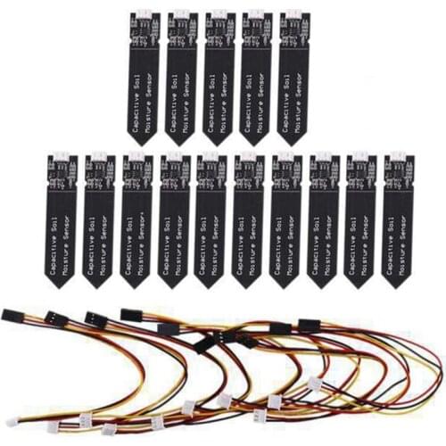 15PCS Capacitive Soil Moisture Sensor Module Corrosion Resistant Wide Voltage Wire Analog Capacitive Soil Sensor