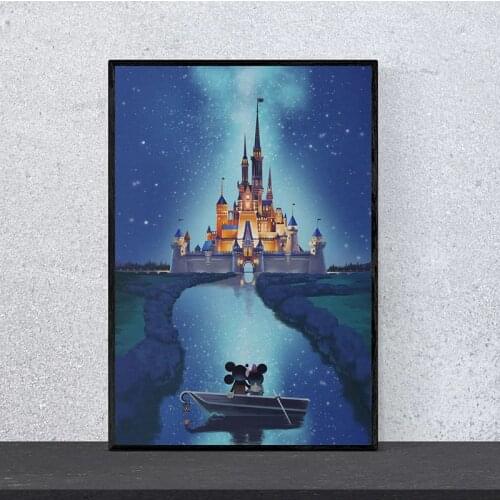 Disney Castle Artwork Canvas Poster Cartoon Castle Painting Disney Castle Print Wall Art Disney Castle Wall Decor Gift for Home