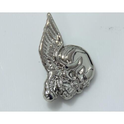 KB707) Wholeslae 50pc 1-1/8'' (3.0cm) Winged Skull Concho Right Face Western Concho Silver