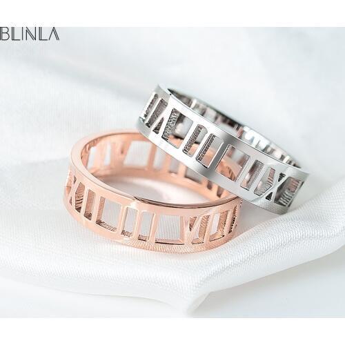 BLINLA 2019 New Elegant Geometric Gold Rings for Women Stainless Steel Hollow Party Wedding Metal Ring Fashion Jewelry Wholesale