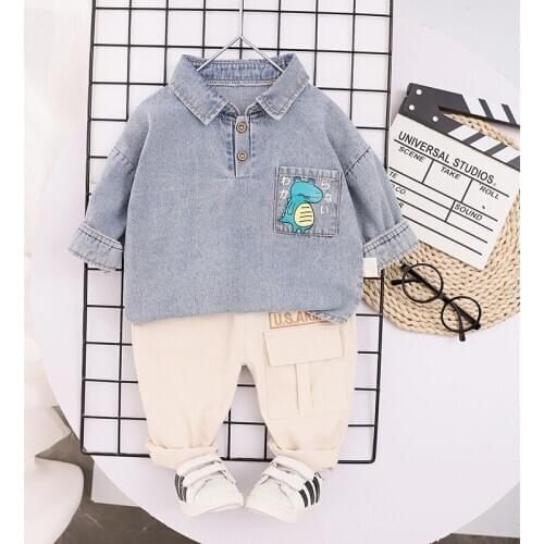 Baby boys clothing sets boys 2020 new childrens autumn casual denim jacket two-piece suit 0-4yrs baby wear
