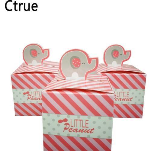 10pcs pink Elephant Candy box girl Baby Shower Gift chocolate box birthday party decoration baby shower souvenirs