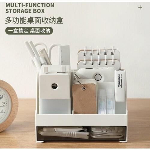 Creative Desk Office Organizer Storage Pen Holder Desktop Pencil Sundries Stationery Badge Box Office School Supplies