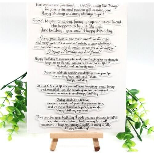 KSCRAFT Slimline Inside Birthday Message Transparent Clear Silicone Stamp for Scrapbooking/Card Making/Kids Craft Fun Decoration