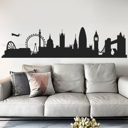 London Wall Stickers City Silhouette England London Wall Decor Living Room Bedroom Office Home Wall Art Decal Vinyl Mural LL2429