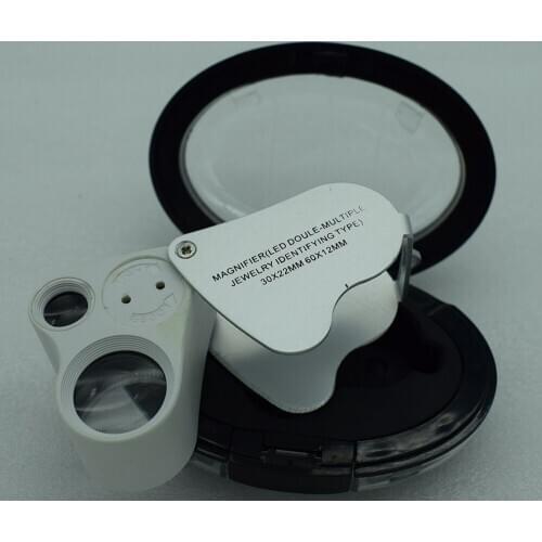 Jewelry Loupe LED 30X 60X Magnifier Double Multiple Jeweler Eye Glass Lens