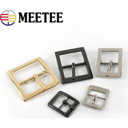Meetee 10pcs 16/19/25/32/38mm Metal Pin Clasp Belt Buckle Bag Strap Adjust Hook Webbing Slider Clip Buckles DIY Shoe DecorButton