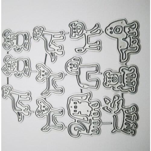 203F Dogs Metal Cutting Dies Stencil DIY Scrapbooking Album Paper Card Template Mold Embossing Craft Decoration