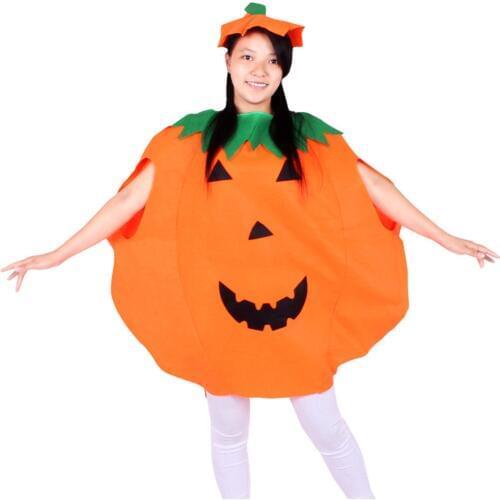 Cute Halloween Pumpkin Dress for Kids Adults Game Performance Costume Party Cosplay Clothing FS99