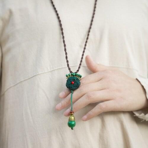 Fashion Chinese Wind Jewelry Peaock Stones Necklace ,new Vintage Necklace,handmade Braided Ethnic Necklace