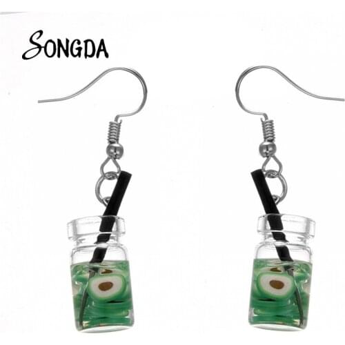 Fashion Kawaii Drink Cup Pattern Acrylic Fish Hook Drop Earrings Funny South Korea for Women Girls Pendant Accessories Jewelry