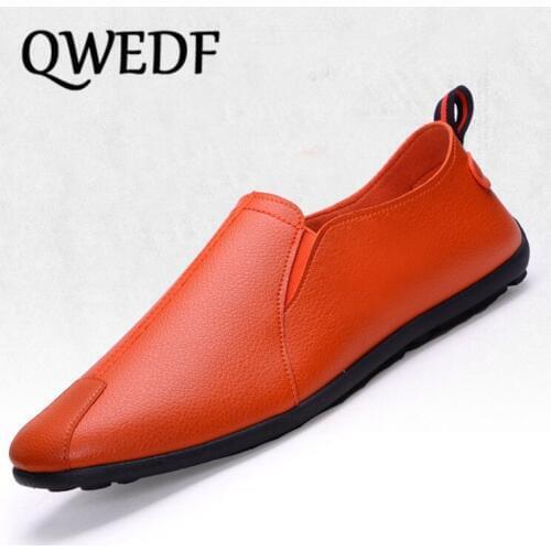 QWEDF 2019 Mens peas shoes fashion trend stitching PU business casual shoes autumn new lazy shoes CZ-44