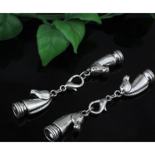 10sets/lot Fashion Zinc Alloy Cord End Caps Set Fit 7mm Cord for Necklace Bracelet Connectors Clasp Total Length:73mm K05214