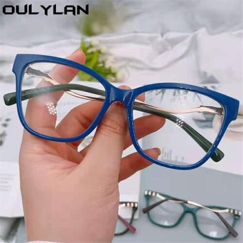 Oulylan Fashion Cat Eye Women Computer Eyeglasses Optical Anti Blue Light Glasses Frames Men Vintage Spectacle Frames Gaming