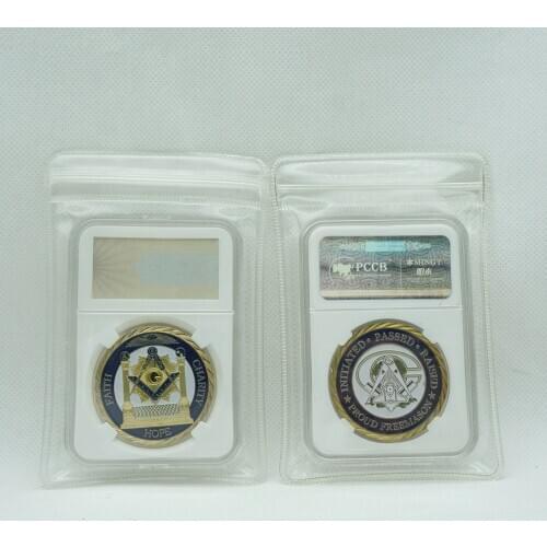 Masonic coins Commemorative Medal souvenir Gold plated mason freemason with PCCB Case