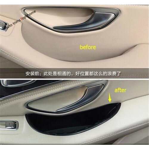 Yimaautotrims For Mercedes-Benz C Class W205 2015 - 2020 Plastic Front Door Armrest Storage Box Tray Phone Case Holder Cover Kit