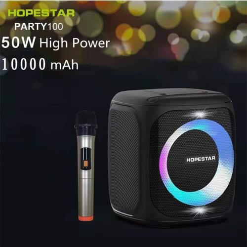 50W Portable Wireless Bluetooth Speaker Support Microphone LED Light Ring Music Center Boombox Home Theater Subwoofer Soundbar