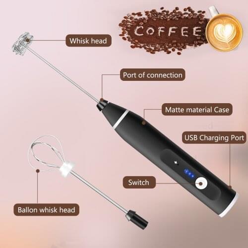 Portable USB Electric Milk Frother Egg Beater Kitchen Drink Creamer Whisk Frothy Blend Frothy Blend Whisker Kitchen Accessories