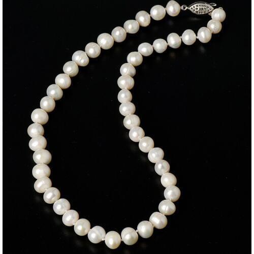The surface of beads is smooth and Transparent with Long and thin 8-9 mm Brightly colored Handmade Pearl Necklace