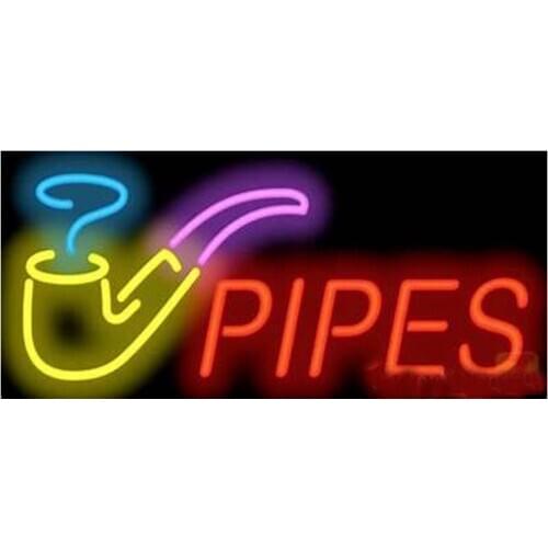 Cigar Pipes Sign Custom Handmade Real Glass Tube Store Smoke Shop Advertise Decoration Display Neon Signs 17"X8"