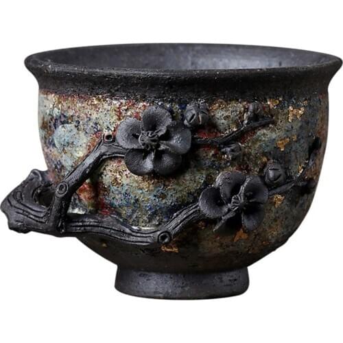 Antique Plum Blossom Tea Master Cup Pure Handmade Old Rock Mud Firewood Tea Single Cup