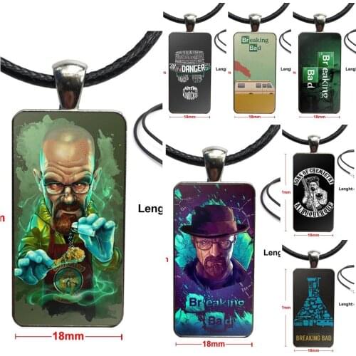 Glass Pendant Necklace Handmade Half Pendant Rectangle Necklace For Women Kids Gift Breaking Bad Yellow On Black