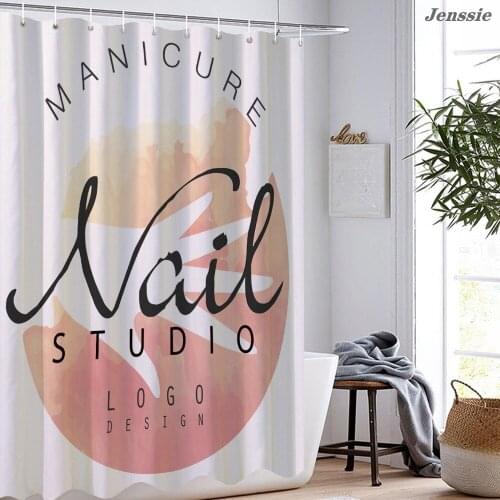 Nail Studio Shower Curtain Cosmetics Nail Polish Manicure Print Waterproof Polyester Bath Curtains With Hooks Bathroom Decor