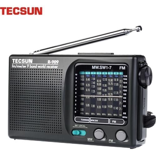 TECSUN R-909 AM/FM/SM/MW (9 Bands) Multi Bands Radio Receiver Broadcast with Built-in Speaker