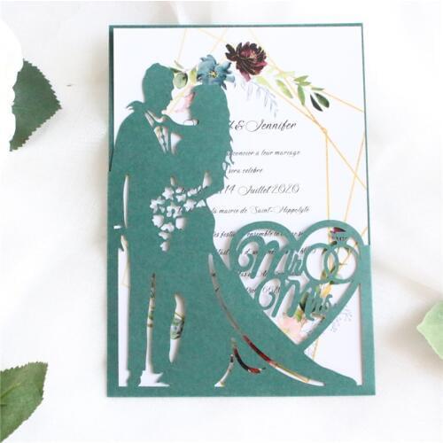 Dark green invitation card postcards valentines' day greeting card with envelop personalized printing multi colors