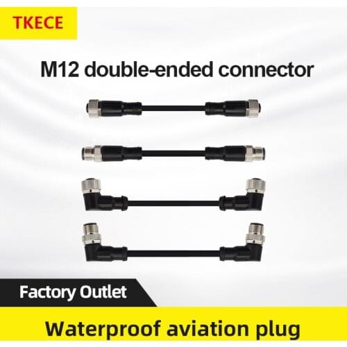 TKECE M12 double-ended PUR drag chain precast wiring harness 4/5 core sensor connection line to plug-in sensor connector plug-in