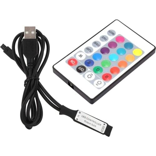 USB RGB LED Controller With CR 2025 Battery Magic Home 5V 24keys Dimmer Infrared Remote Control For 5050 LED Strip