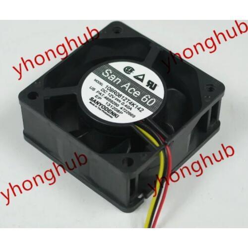 SANYO DENKI 109R0612T4K142 DC 12V 0.40A 60x60x25mm Server Cooling Fan
