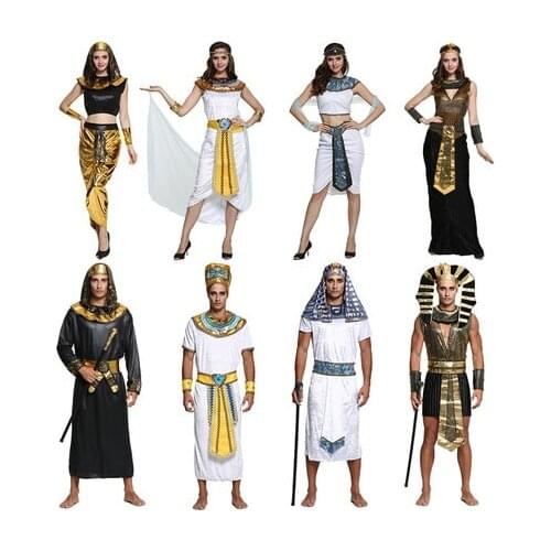 Adult halloween cosplay costumes men white black Ancient Egypt Egyptian Pharaoh King Empress Cleopatra Queen Costume NileN KING